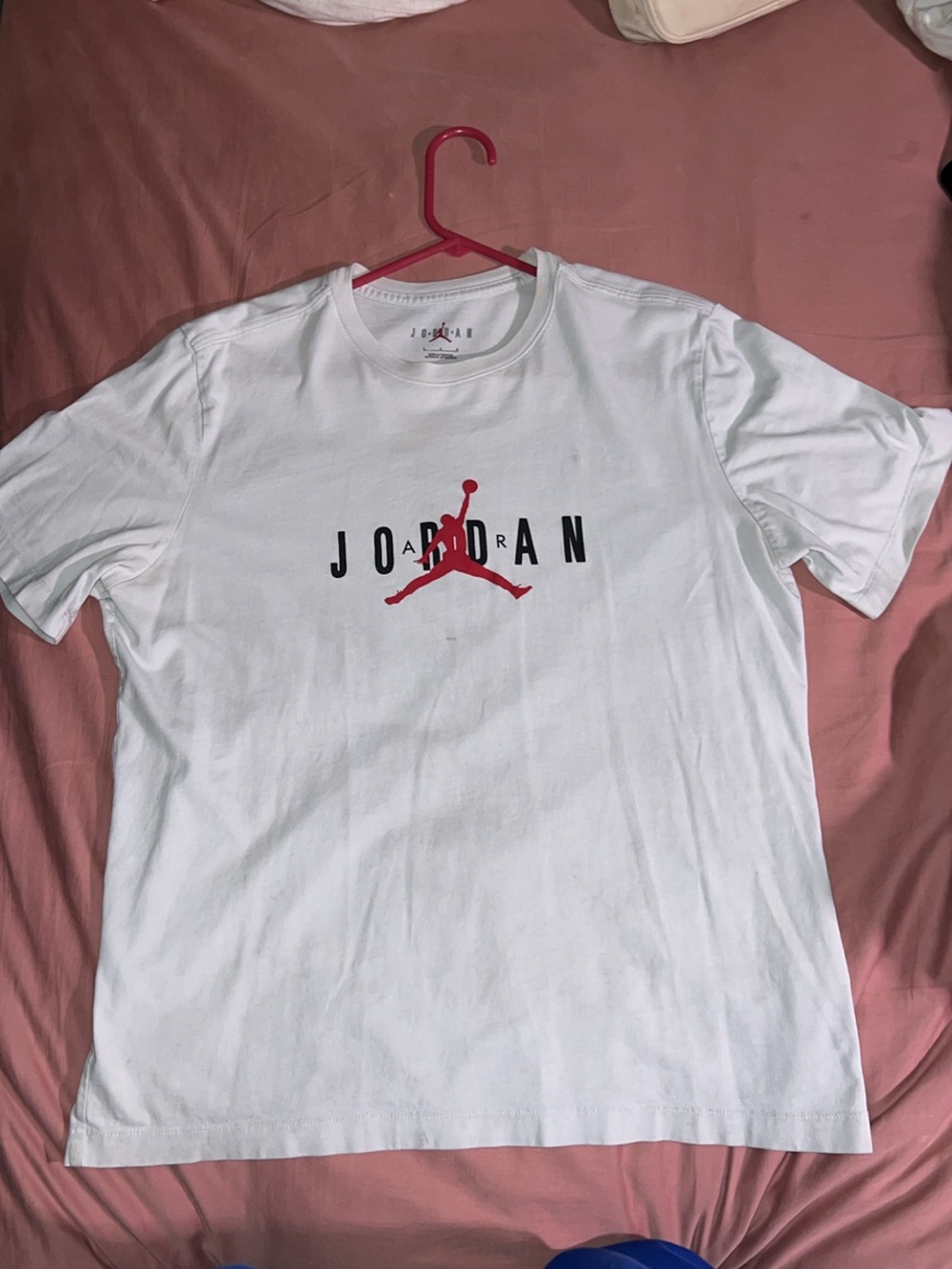 Jordan White Short Sleeve Tee with Red Jumpman
